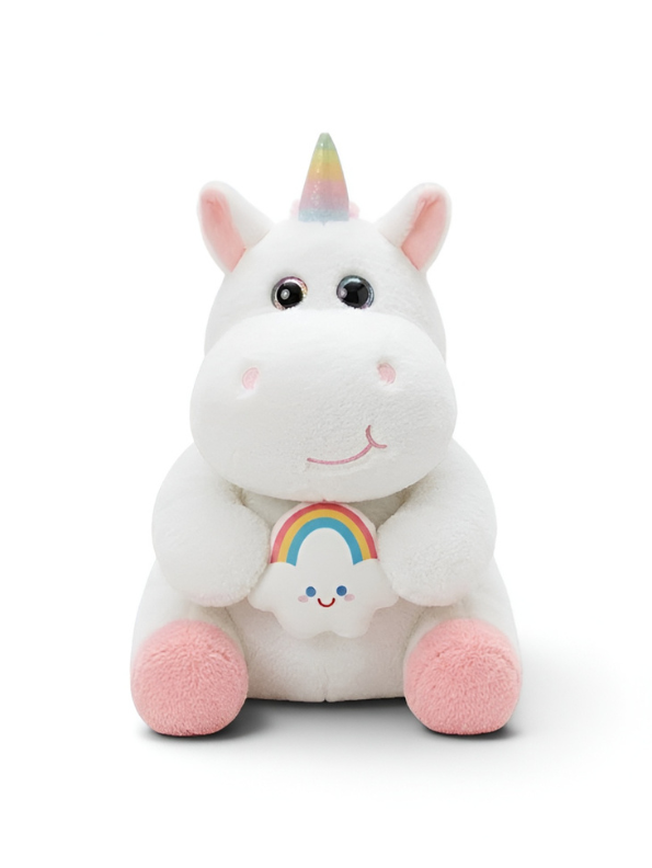 Rainbow Hippo-Unicorn Plush – 8-Inch Ultra-Soft Faux Fur Stuffed Animal with Rainbow Cloud – Cute Mythical Creature Toy for Kids and Toddlers ST13212