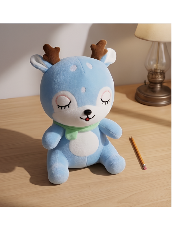 Deer Plush Toy – 10-Inch Cute Blue Soft Stuffed Animal with Scarf for Kids and Toddlers ST11473