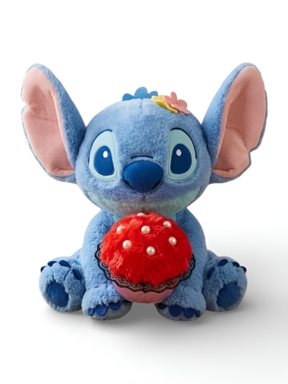 Disney Lilo & Stitch Plush Toy | Cute Stitch Plush with Cupcake & Flower | 8 Inch Soft Stuffed Animal for Kids & Fans ST15952