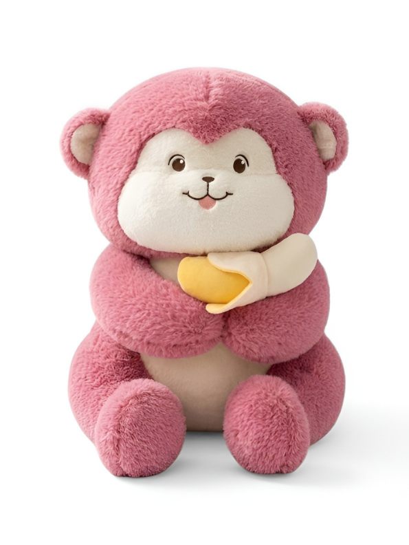 Monkey Soft Toy with Banana – Premium 40CM Plush Pink Ultra-Soft Kawaii Stuffed Animal for Kids, Toddlers & Nursery Decor Gift ST14535
