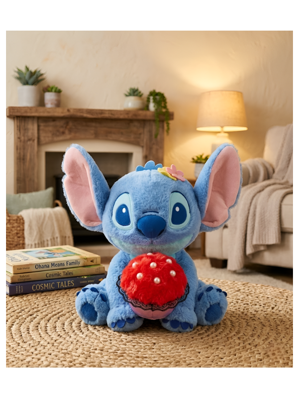 Disney Lilo & Stitch Plush Toy | Cute Stitch Plush with Cupcake & Flower | 8 Inch Soft Stuffed Animal for Kids & Fans ST15952