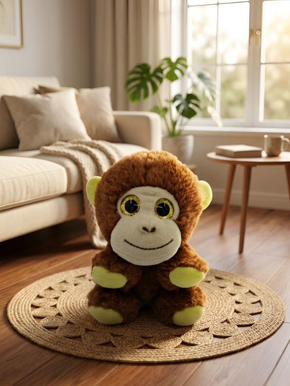 Monkey Toy – 6-Inch Adorable Plush Soft Brown Stuffed Animal with Glitter Eyes – Cute Jungle Themed Gift for Kids, Toddlers ST14952