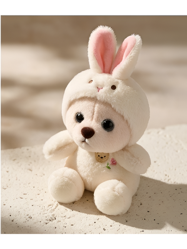 Cute White Bear Plush in Bunny Costume – Soft Teddy Bear Toy with Rabbit Hood – Premium Stuffed Animal for Kids ST11064