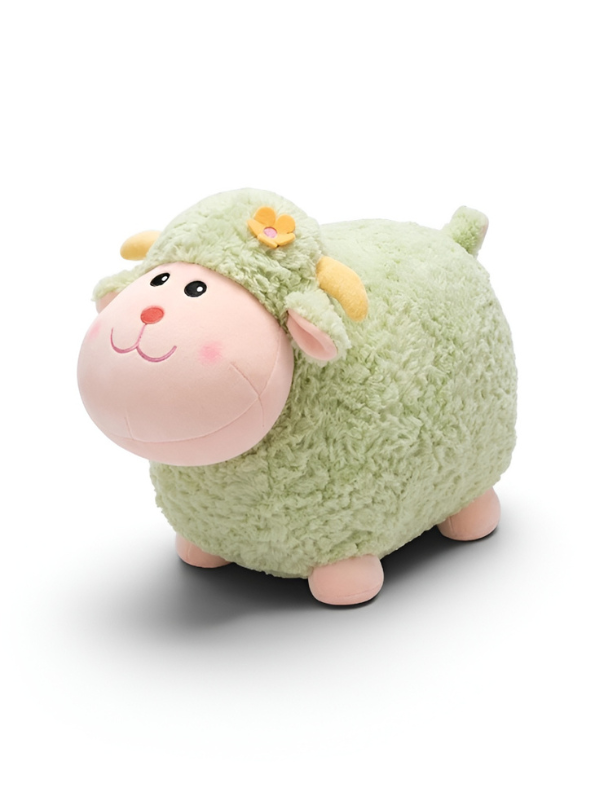 Sheep Plush Toy – 10-Inch Cute Green Fluffy Lamb Soft Stuffed Animal with Flower Accent, Kawaii Lamb Pillow Plushie Gift for Kids and Toddlers ST11470