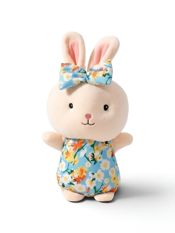 Bunny Toy with Floral Dress and Bow | 7-Inch Cute Plush Soft Stuffed Animal Rabbit for Toddlers ST11129