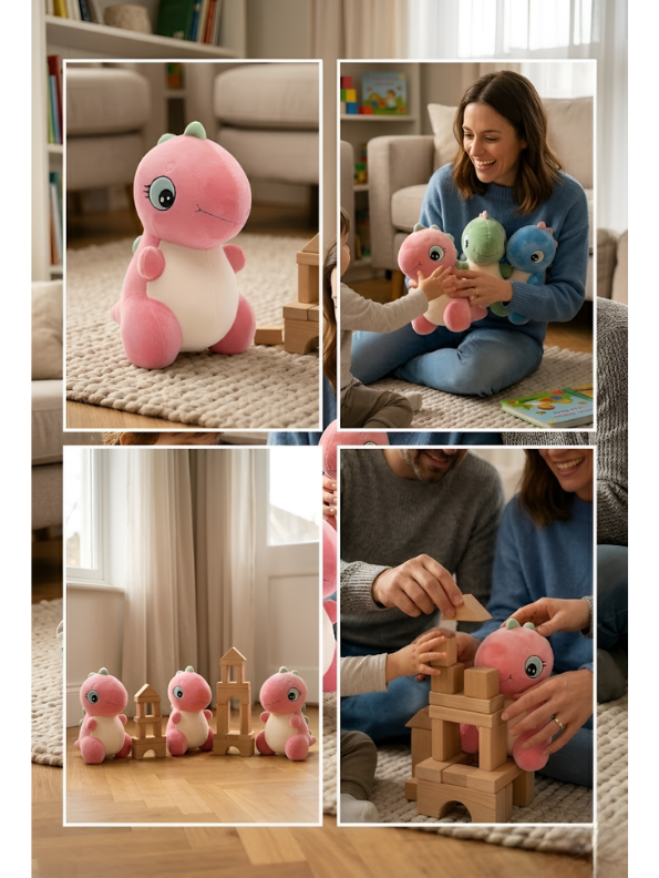 Dinosaur Plush Toy – 7-Inch Soft Stuffed Animal Dino with Cute Embroidery – Small Kawaii Dinosaur Doll for Toddlers, Kids ST14707