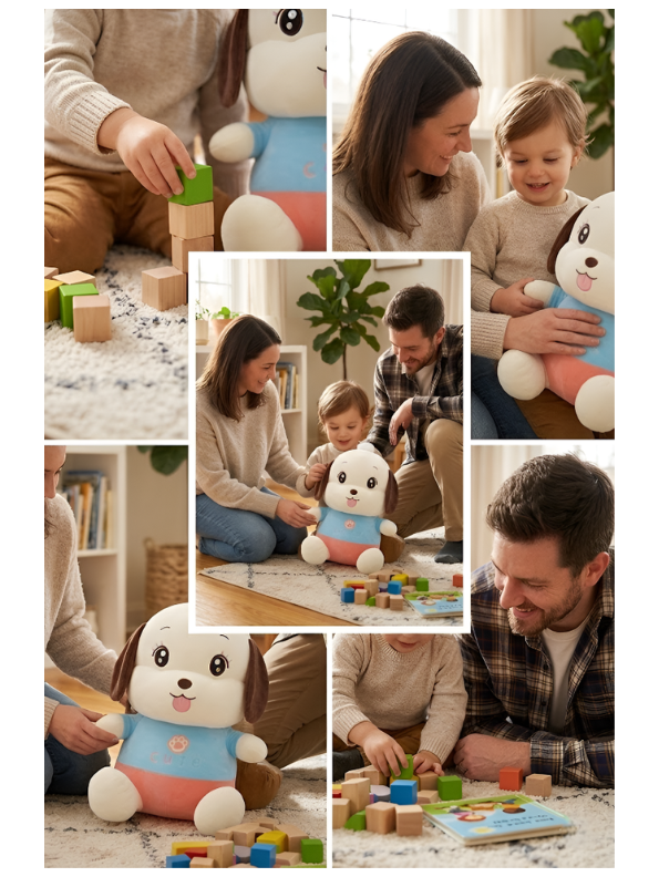 Puppy Dog Toy – 12-Inch Soft Plush Premium Cuddly Stuffed Animal with Blue Shirt & Pink Pants, Cute Plushie for Kids, Toddlers & Gift ST13992