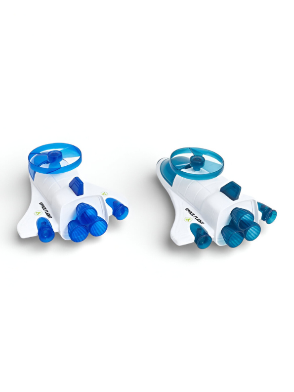 Space Rocket Toy for Kids – White & Blue Astronaut Shuttle with Rotating Propeller | Educational Spacecraft Playset LMI15390