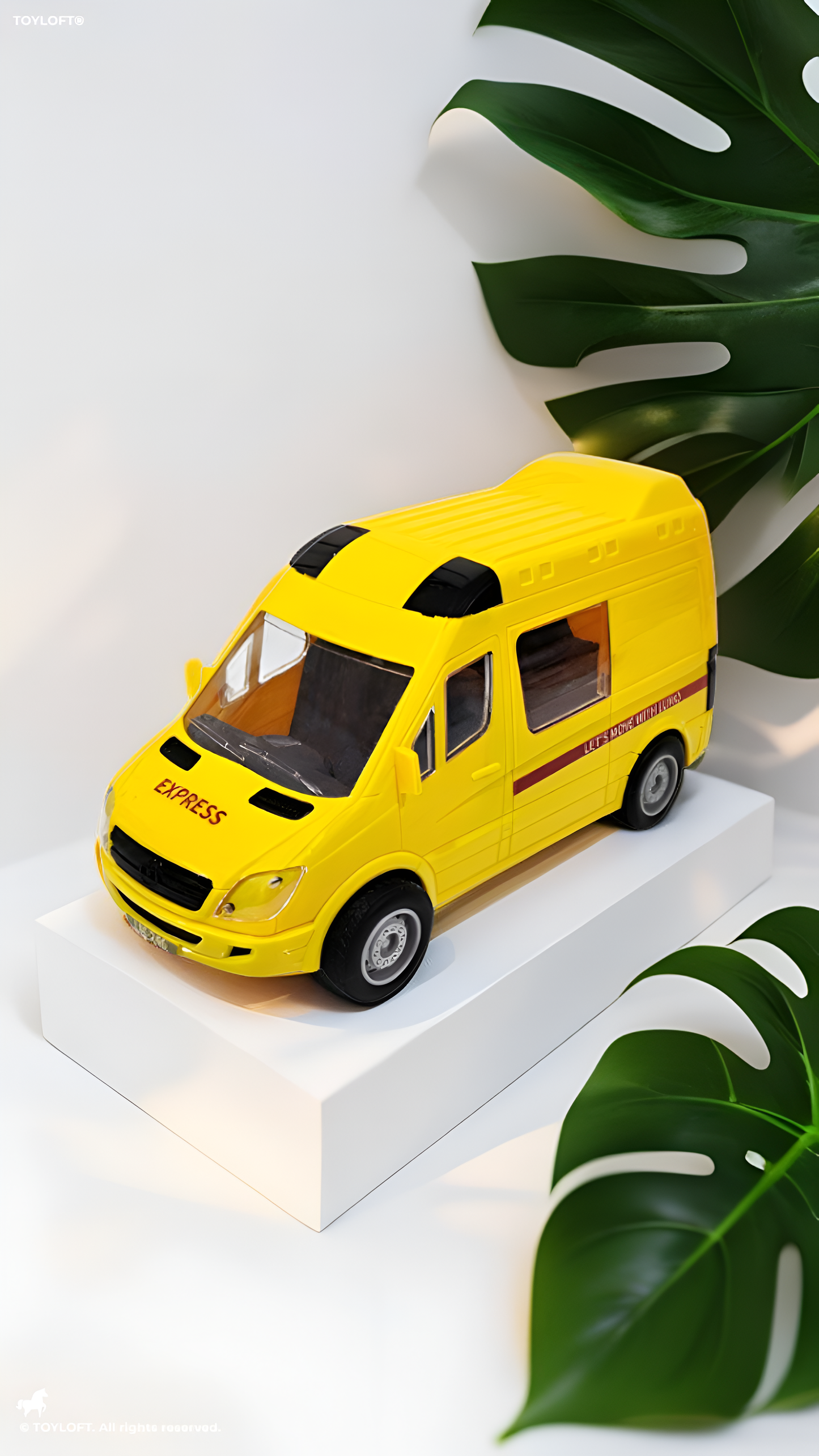 Bright Yellow Express Delivery Toy Van – Friction Powered Courier Truck – Miniature Transport Vehicle for Kids LMI14412