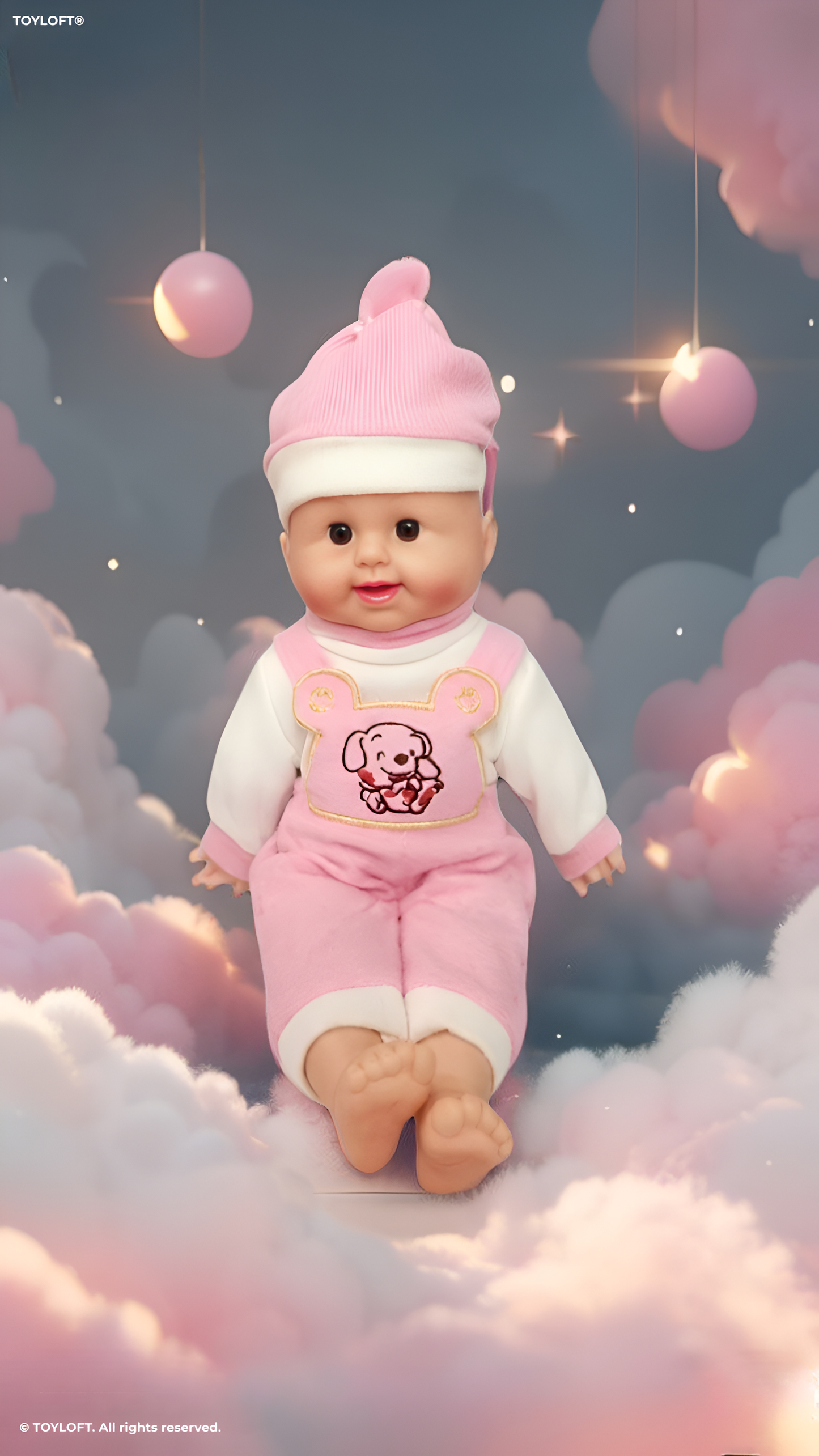 Soft Body Baby Doll for Toddlers - 12 Inch Realistic Girl Doll with Pink Puppy Romper, Matching Hat, and White Long-Sleeve Shirt - Washable Newborn Toy for Kids Ages 2+ TV415