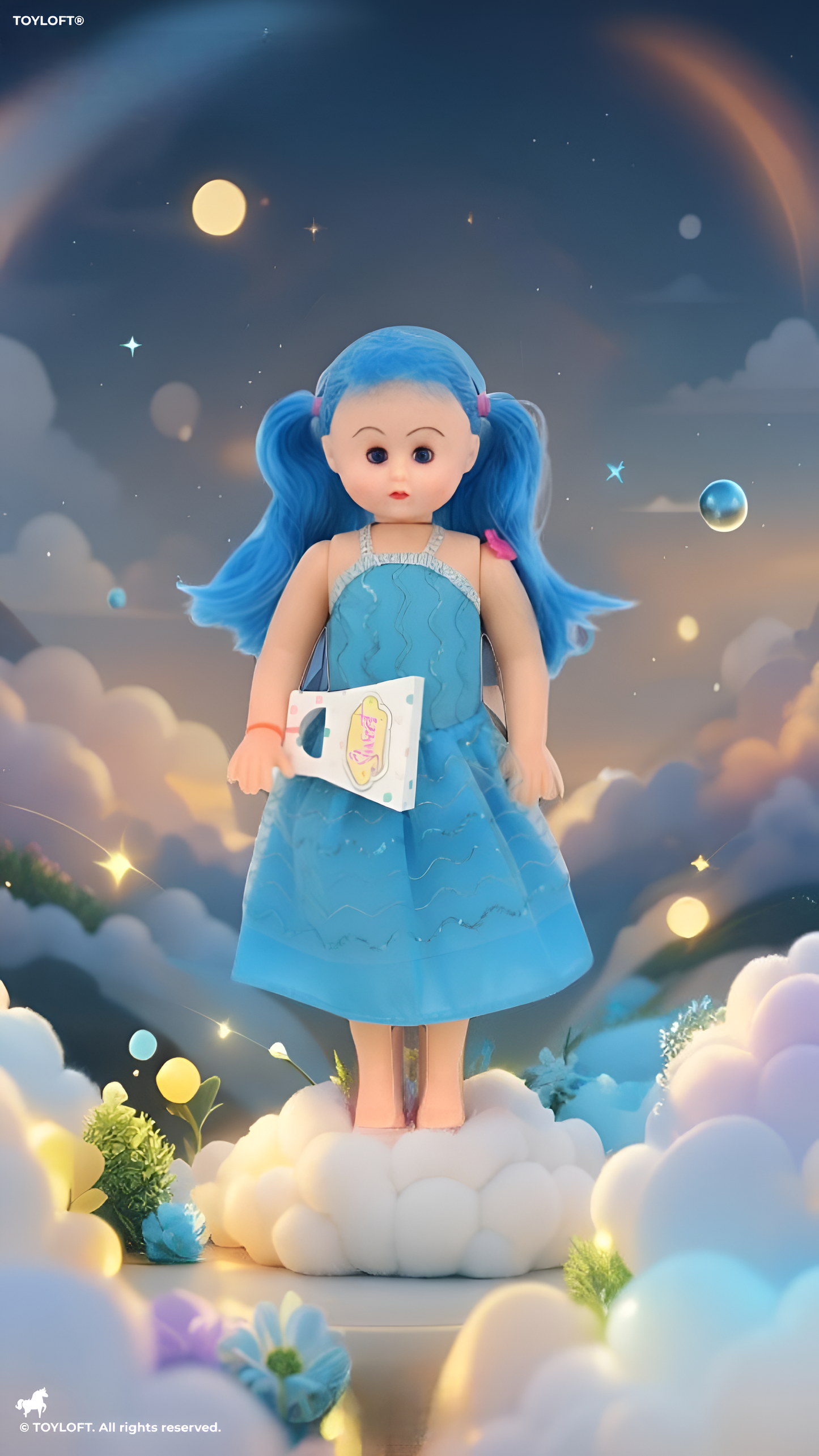 Blue Hair Fashion Doll Play Set with Accessories Movable Girl Doll LMI9443.
