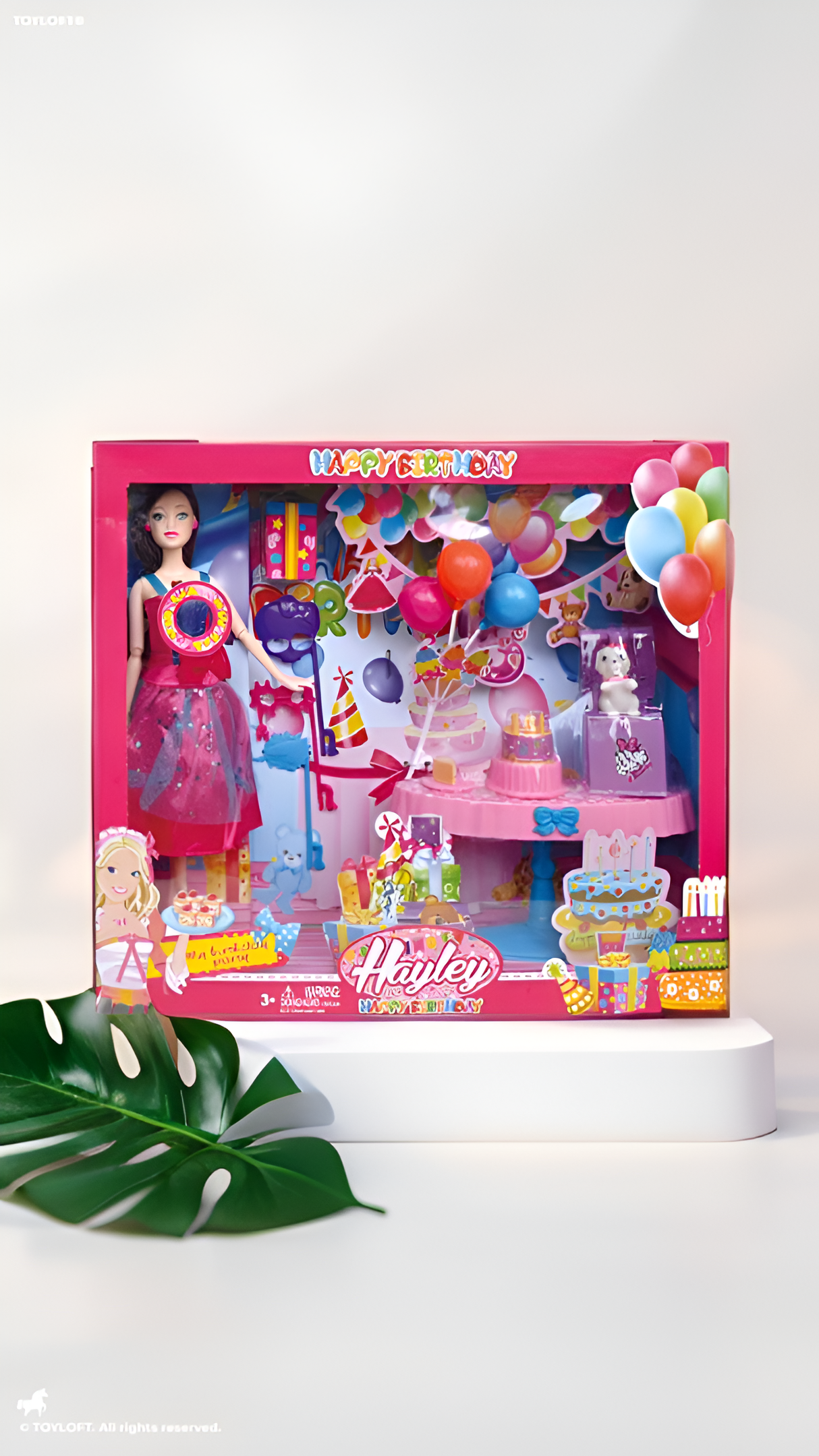 Hayley Birthday Celebration Doll Playset with Party Accessories, Fashion Doll, Table Setup, Cake, Balloons & Pet Dog – Perfect Gift Toy for Girls Ages 3+ NX13254
