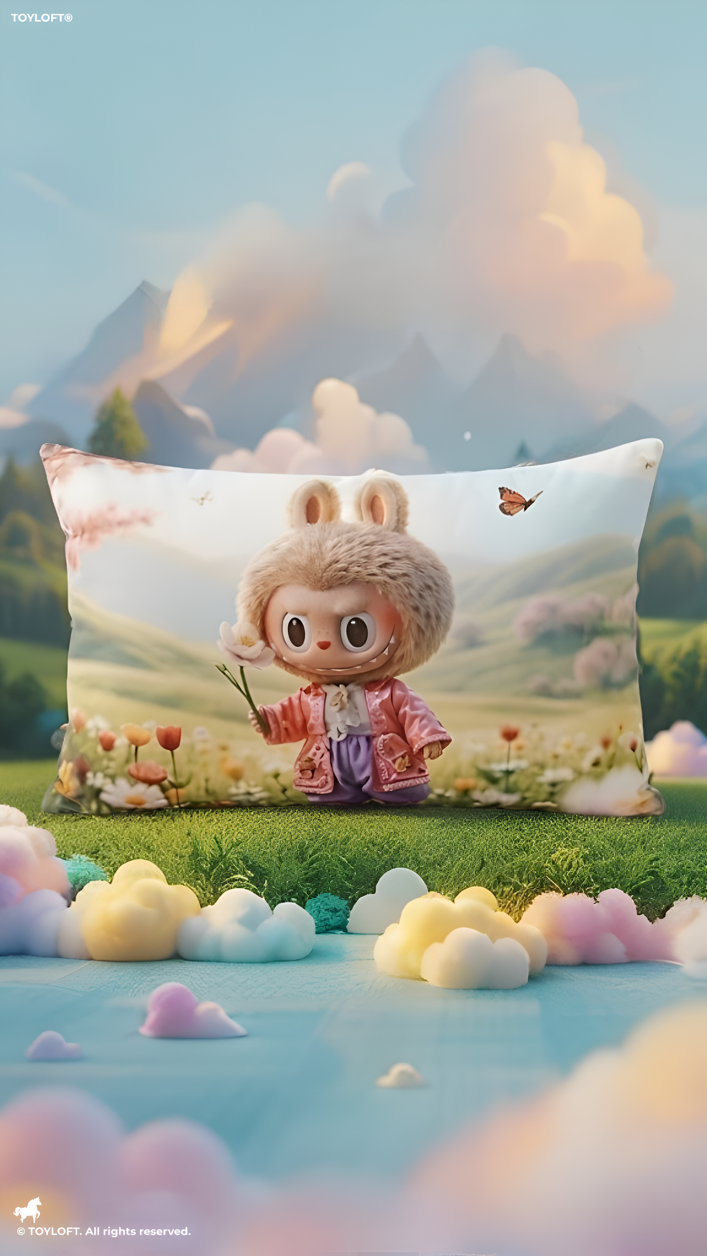 Labubu Cute Bunny Monster Plush Throw Pillow – Soft Rectangular Lumbar Cushion for Kids Room, Nursery & Living Room Decor ST11441
