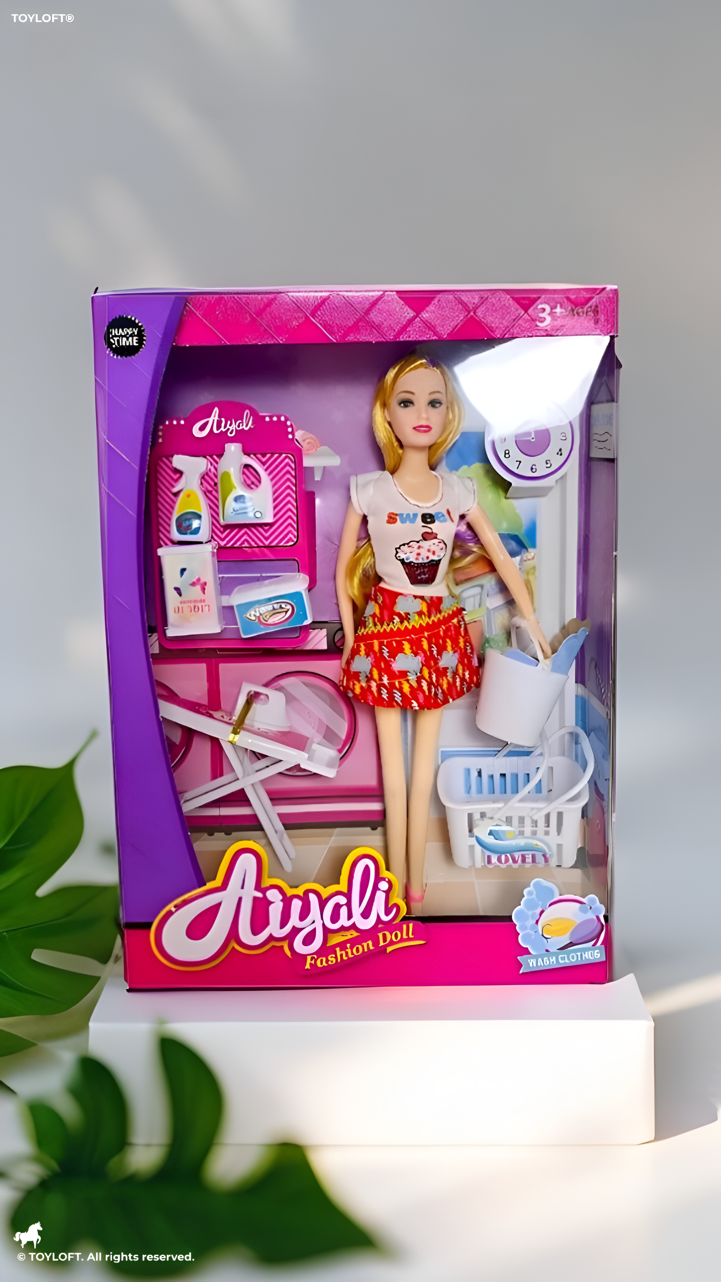 Fashion Doll Laundry Playset with Accessories – 11.5” Dress-Up Doll, Washing Machine, Ironing Board, Laundry Baskets & Detergent Toys – Pretend Play Gift for Girls Ages 3+ NX12650