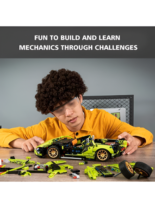 SUPERCAR Green Building Block Set – STEM Mechanical Sports Car Model Kit MD62.