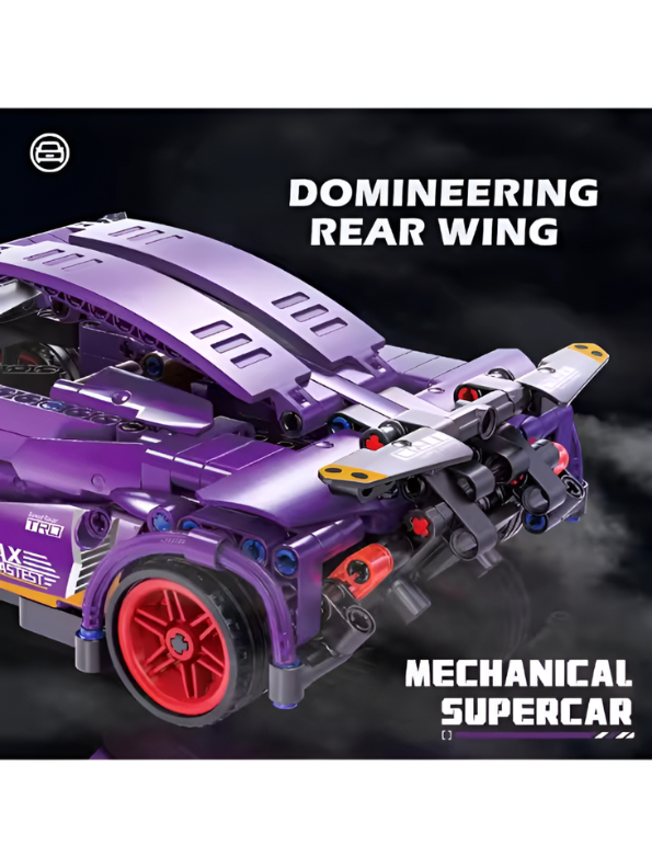 SUPERCAR Purple Building Block Set – STEM Mechanical Sports Car Model Kit MD62.