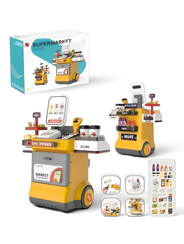 Interactive Kids Grocery Supermarket Playset – 48 PCS Pretend Play Checkout Counter Toy NX12409