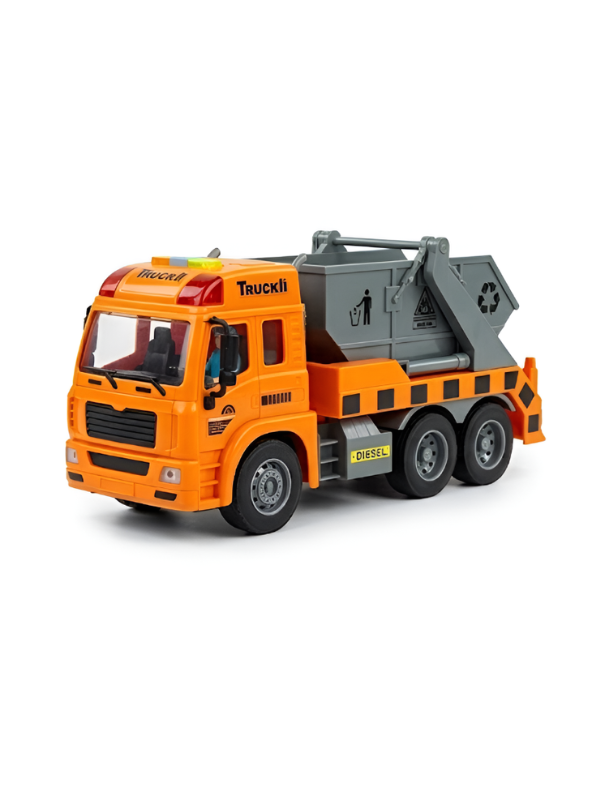 Sanitation Truck Toy – Friction Powered Construction & Recycling Vehicle Orange NX16771.