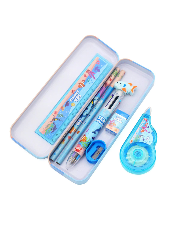 Sea Animals Stationery Kit for Kids | Ocean Themed Back to School Set with Pencil Case & Supplies | Fun Gift for Students NOVGBT-8462.