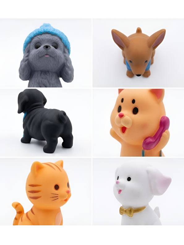 Set of 6 Miniature Dog and Cat Figurines TV7015.