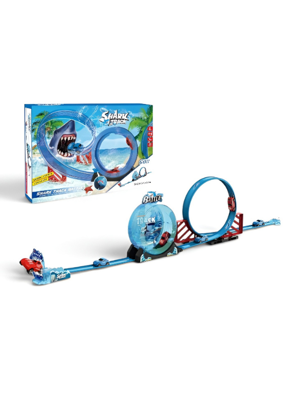 Shark Escape Adventure Race Track Toy – 360° Loop Track Set with 2 Toy Cars TV6382