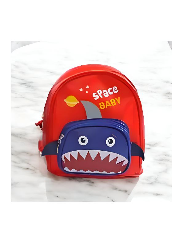 Red - Sharkonaut – Space Shark Theme Bag for Kids | Double Chain Backpack | Large Capacity & Fun Outer Space Design NOVGBT5905.