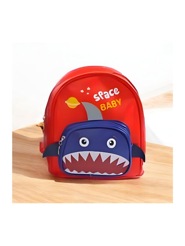 Red - Sharkonaut – Space Shark Theme Bag for Kids | Double Chain Backpack | Large Capacity & Fun Outer Space Design NOVGBT5905.