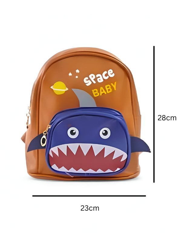 Orange - Sharkonaut – Space Shark Theme Bag for Kids | Double Chain Backpack | Large Capacity & Fun Outer Space Design NOVGBT5905.