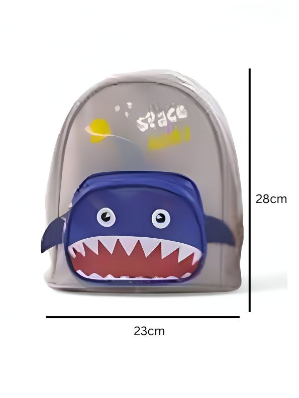 Grey - Sharkonaut – Space Shark Theme Bag for Kids | Double Chain Backpack | Large Capacity & Fun Outer Space Design NOVGBT5905.