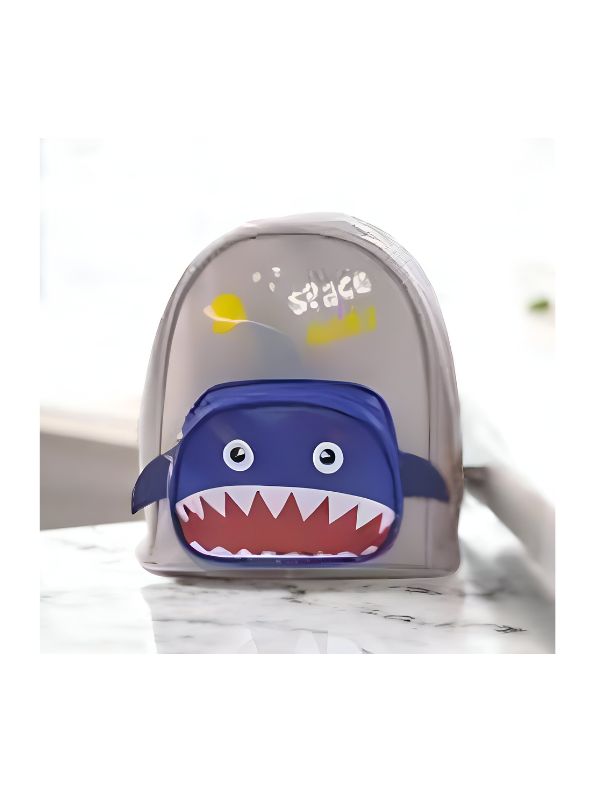 Grey - Sharkonaut – Space Shark Theme Bag for Kids | Double Chain Backpack | Large Capacity & Fun Outer Space Design NOVGBT5905.