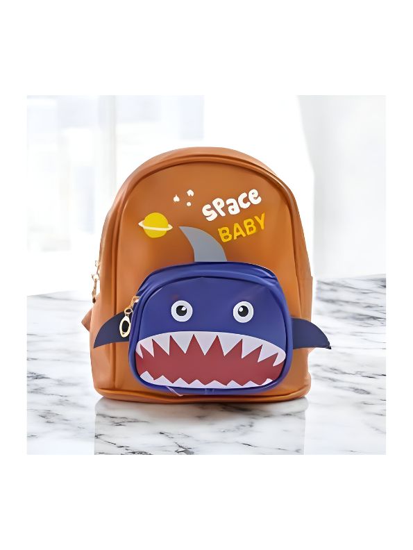 Orange - Sharkonaut – Space Shark Theme Bag for Kids | Double Chain Backpack | Large Capacity & Fun Outer Space Design NOVGBT5905.