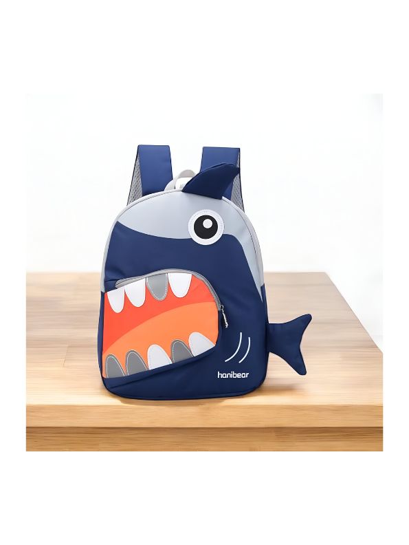 Blue - SharkySnap – Shark Shaped Fancy Backpack for Kids | Spacious & Durable School Bag | Comfortable Straps for Outdoor Fun & Gifting NOVGBT2488.