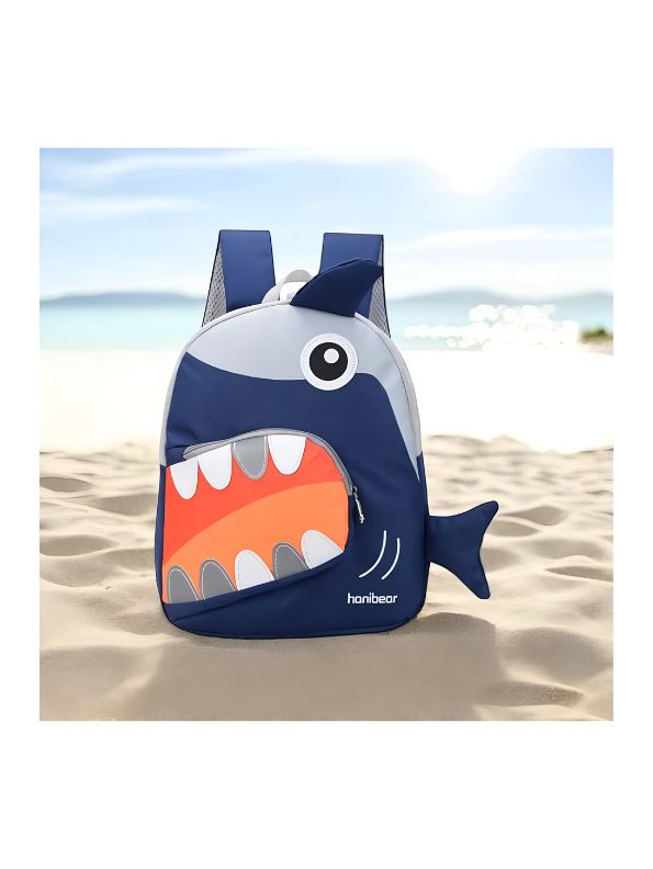 Blue - SharkySnap – Shark Shaped Fancy Backpack for Kids | Spacious & Durable School Bag | Comfortable Straps for Outdoor Fun & Gifting NOVGBT2488.