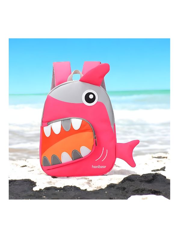 Pink - SharkySnap – Shark Shaped Fancy Backpack for Kids | Spacious & Durable School Bag | Comfortable Straps for Outdoor Fun & Gifting NOVGBT2488.