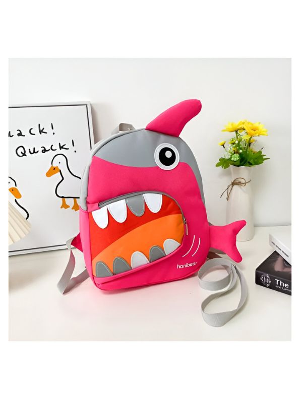 Pink - SharkySnap – Shark Shaped Fancy Backpack for Kids | Spacious & Durable School Bag | Comfortable Straps for Outdoor Fun & Gifting NOVGBT2488.