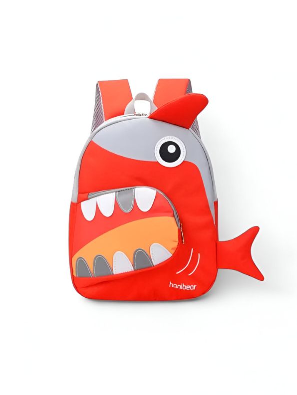 Red - SharkySnap – Shark Shaped Fancy Backpack for Kids | Spacious & Durable School Bag | Comfortable Straps for Outdoor Fun & Gifting NOVGBT2488.
