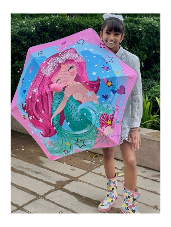 Shelltastic – Mermaid Kids Umbrella 50cm Cute & Colorful Umbrella for Girls | Lightweight & Waterproof NOV9690.