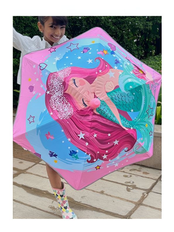 Shelltastic – Mermaid Kids Umbrella 50cm Cute & Colorful Umbrella for Girls | Lightweight & Waterproof NOV9690.