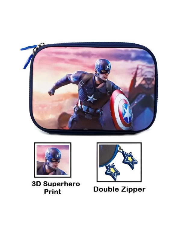 Shieldster – Captain America Blister Pouch for Kids | Single Chain Avenger Pencil Case | Marvel Superhero Stationery Bag NOV12045.
