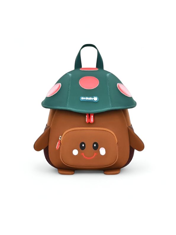 Brown - ShroomieBag – Mushroom Smiley Bag for Kids | Cute Kindergarten School Backpack | Large Storage & Fun Design NOVGBT5972.
