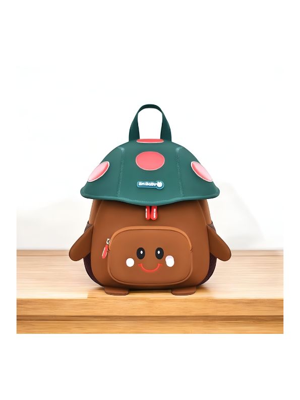 Brown - ShroomieBag – Mushroom Smiley Bag for Kids | Cute Kindergarten School Backpack | Large Storage & Fun Design NOVGBT5972.