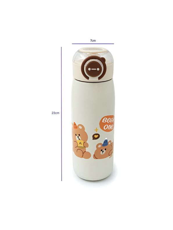Yellow - SipBuddy – 470ml Cute Printed Leak-Proof Bottle for Kids & Adults NOV11406.