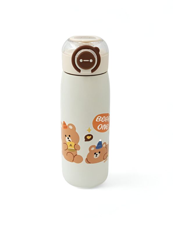 Yellow - SipBuddy – 470ml Cute Printed Leak-Proof Bottle for Kids & Adults NOV11406.
