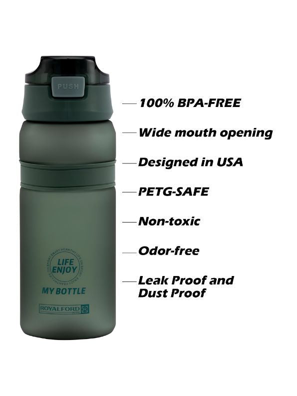 Green - SipMate – Leak-Proof Water Bottle with Straw and Flip-Top Lid – Convenient 550ml Hydration Bottle NOV594.