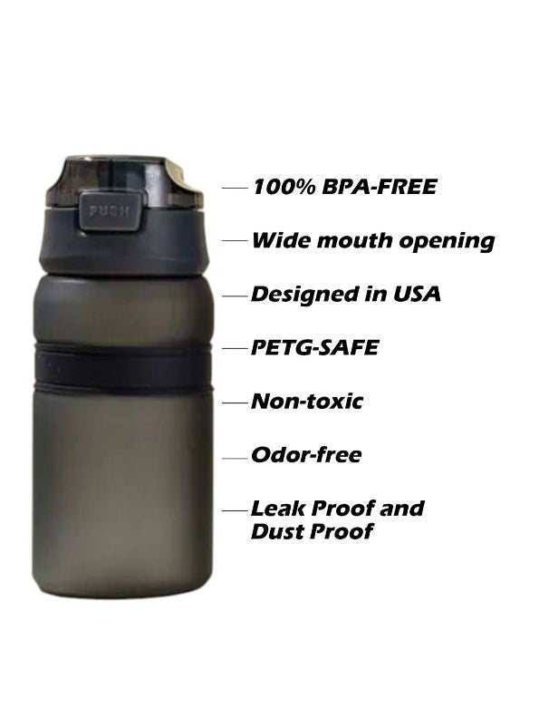 Black - SipMate – Leak-Proof Water Bottle with Straw and Flip-Top Lid – Convenient 550ml Hydration Bottle NOV594.