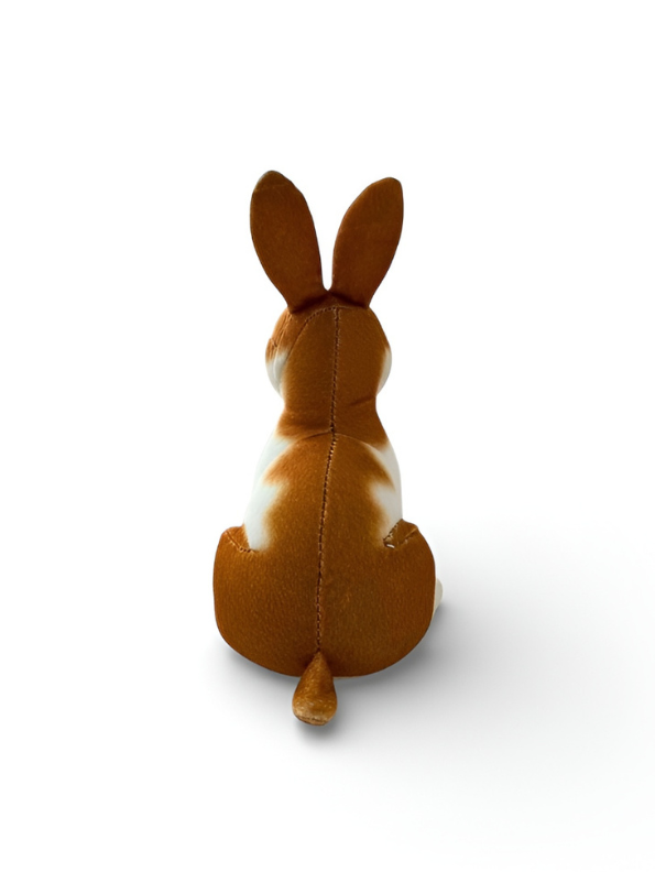 Sitting Rabbit Plush Toy - 15cm Realistic Brown and White Stuffed Bunny Animal ST9883.