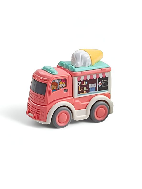 SnackRide – Pack of 3 Pull-Back Food Trucks for Kids | Colorful Mini Food Van Toy Set for Creative Street Play LMI14643.