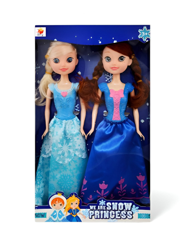 Snow Princess Sisters Fashion Dolls Set - 2 Pack Royal Blue Dress Toy for Girls LMI13643