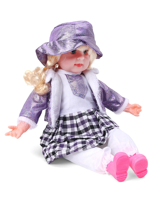 Soft Baby Doll for Girls - Princess Style with Long Hair & Realistic Open Eyes - Purple (L-8) | Adorable Barbie-Inspired Doll Toy - Toyloft