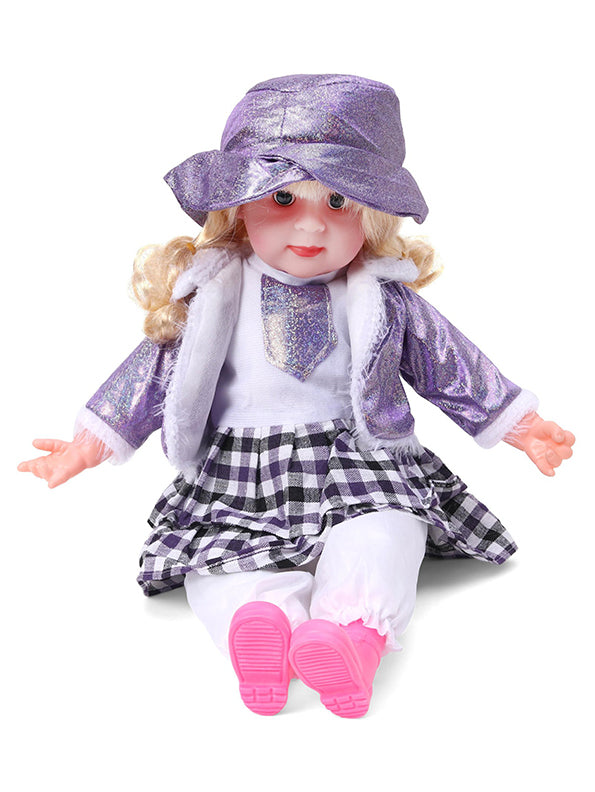 Soft Baby Doll for Girls - Princess Style with Long Hair & Realistic Open Eyes - Purple (L-8) | Adorable Barbie-Inspired Doll Toy - Toyloft